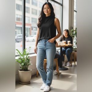 Athleta Black Sleeveless‎ Top with gathered sides - XXS Petite
